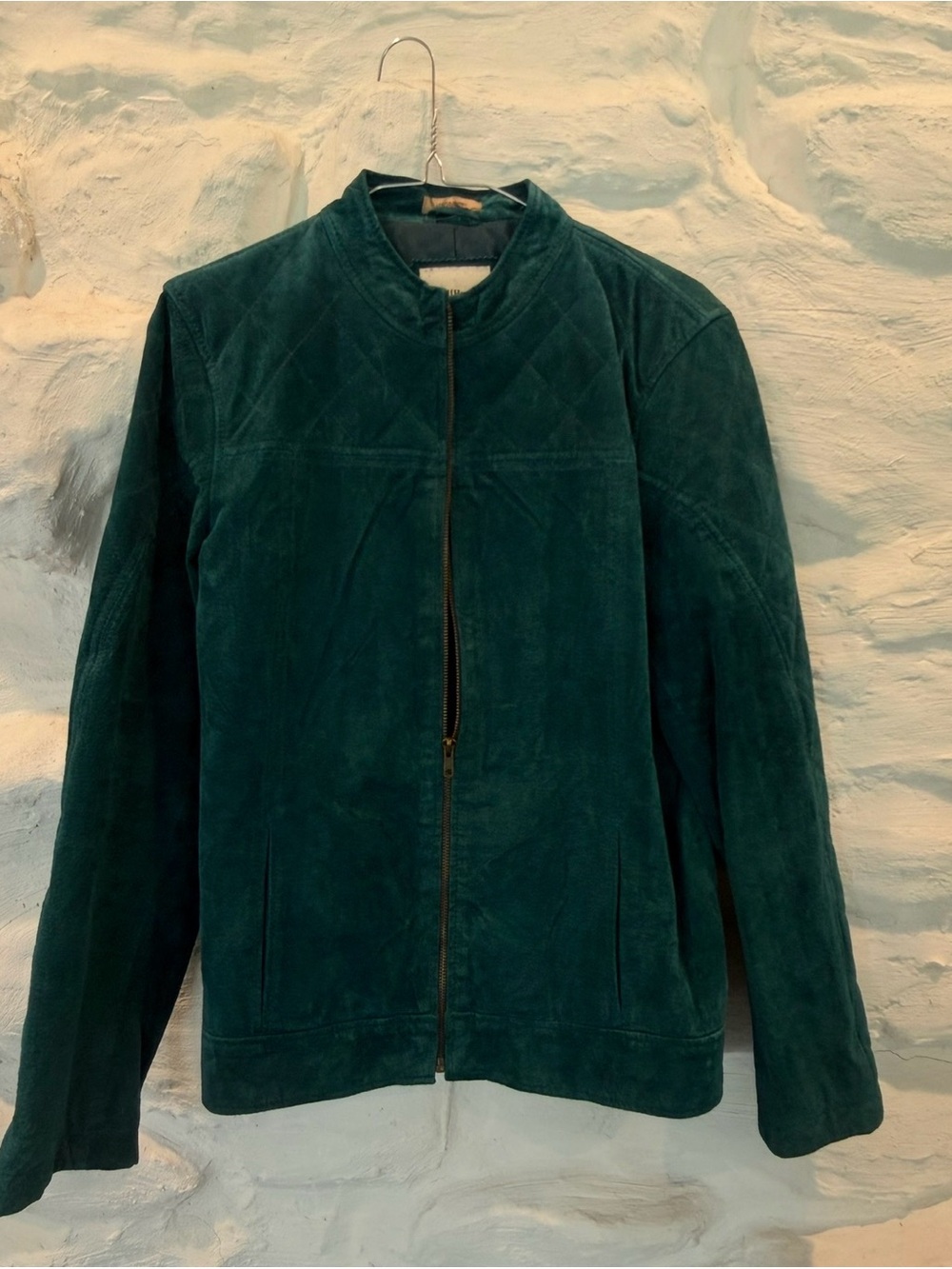 Women’s Ruff Hewn Teal Suede Leather Zip Jacket Size L